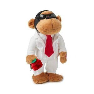 Dancing Animated Plush Gorilla  White Suit  Red Tie and Sleek Sunglasses Roses